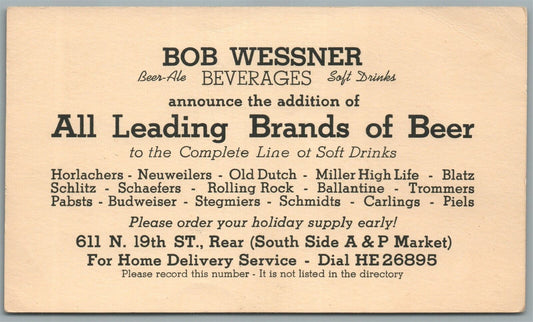 BEER ALE ADVERTISING ANTIQUE POSTCARD