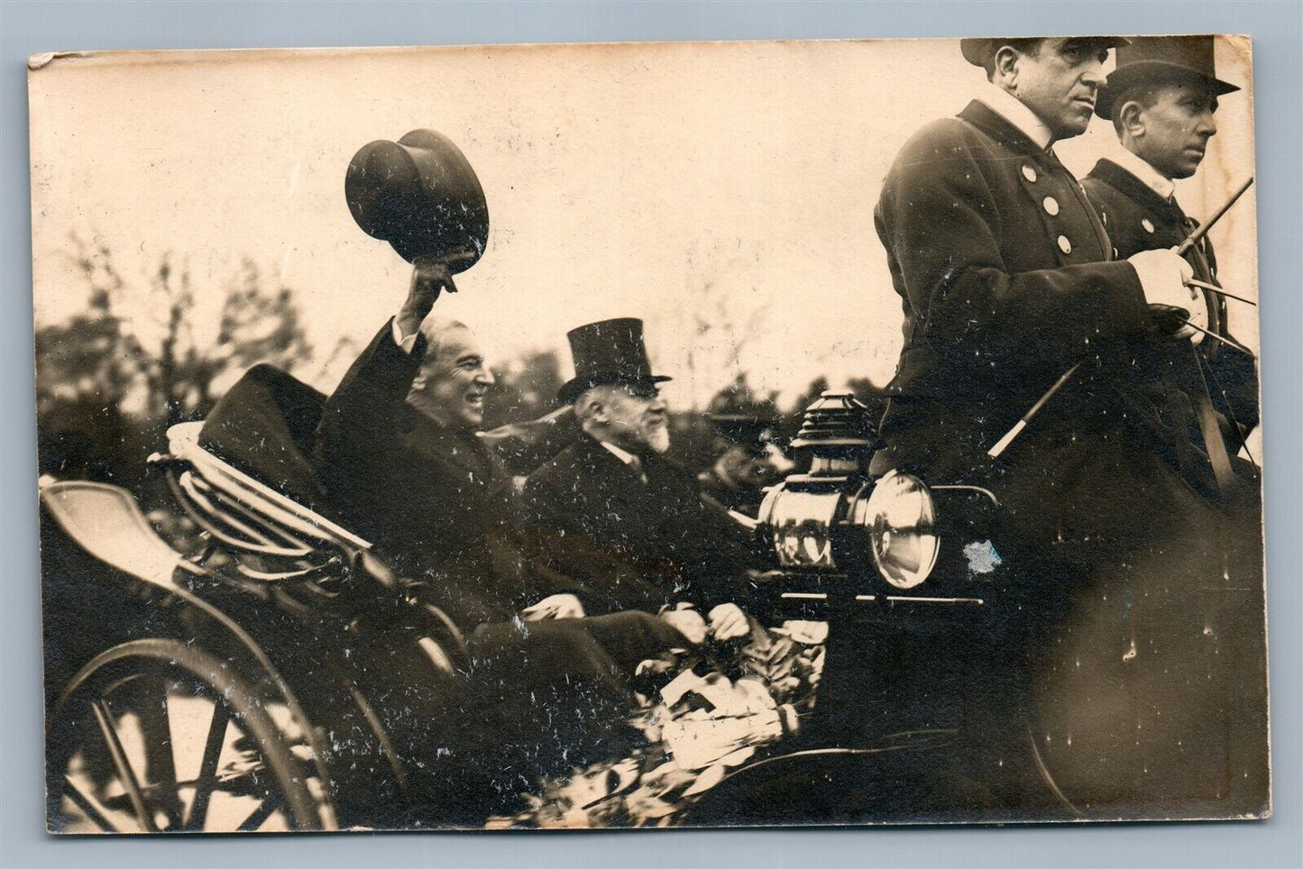 AMERICAN PRESIDENT WOODROW WILSON in FRANCE ANTIQUE REAL PHOTO POSTCARD RPPC