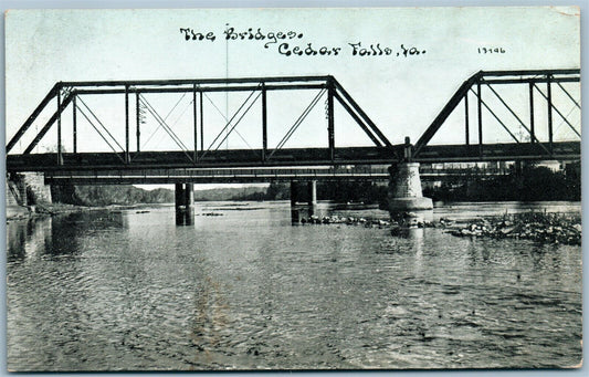 CEDAR FALLS IA THE BRIDGES ANTIQUE POSTCARD