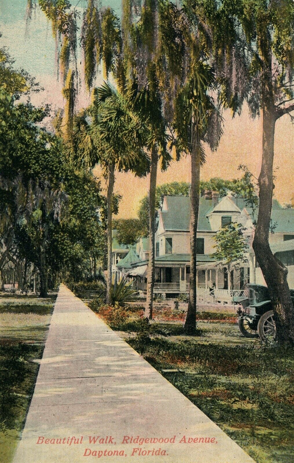 DAYTONA FL RIDGEWOOD AVENUE ANTIQUE POSTCARD