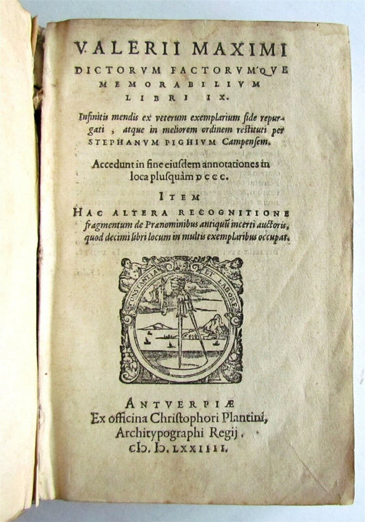 1575 PLANTIN PUBLISHING VALERIUS MAXIMUS VELLUM antique 16th Century