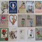 LOT of 15 VALENTINE ANTIQUE EMBOSSED POSTCARDS