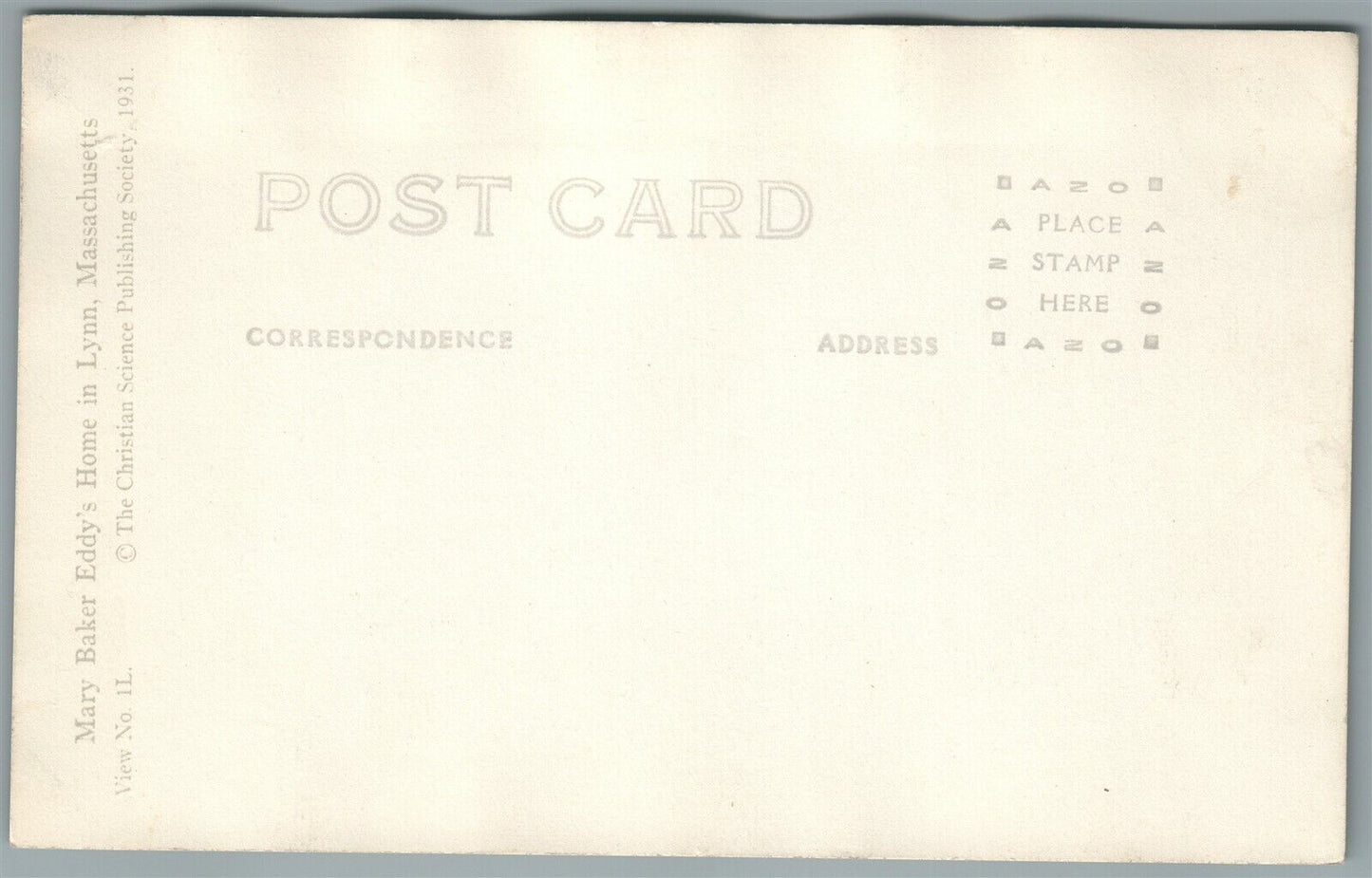 LYNN MA MARY BAKER EDDY'S HOME VINTAGE REAL PHOTO POSTCARD RPPC