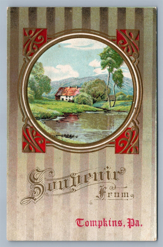 TOMPKINS PA 1911 ANTIQUE POSTCARD