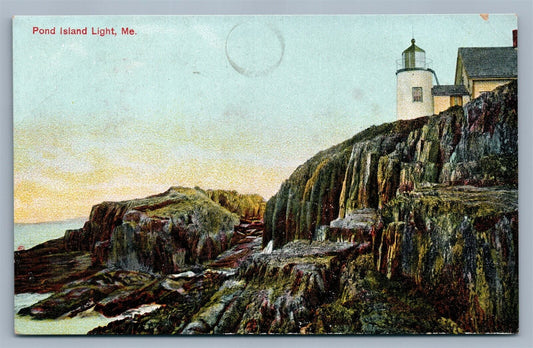 POND ISLAND LIGHT HOUSE ME ANTIQUE POSTCARD