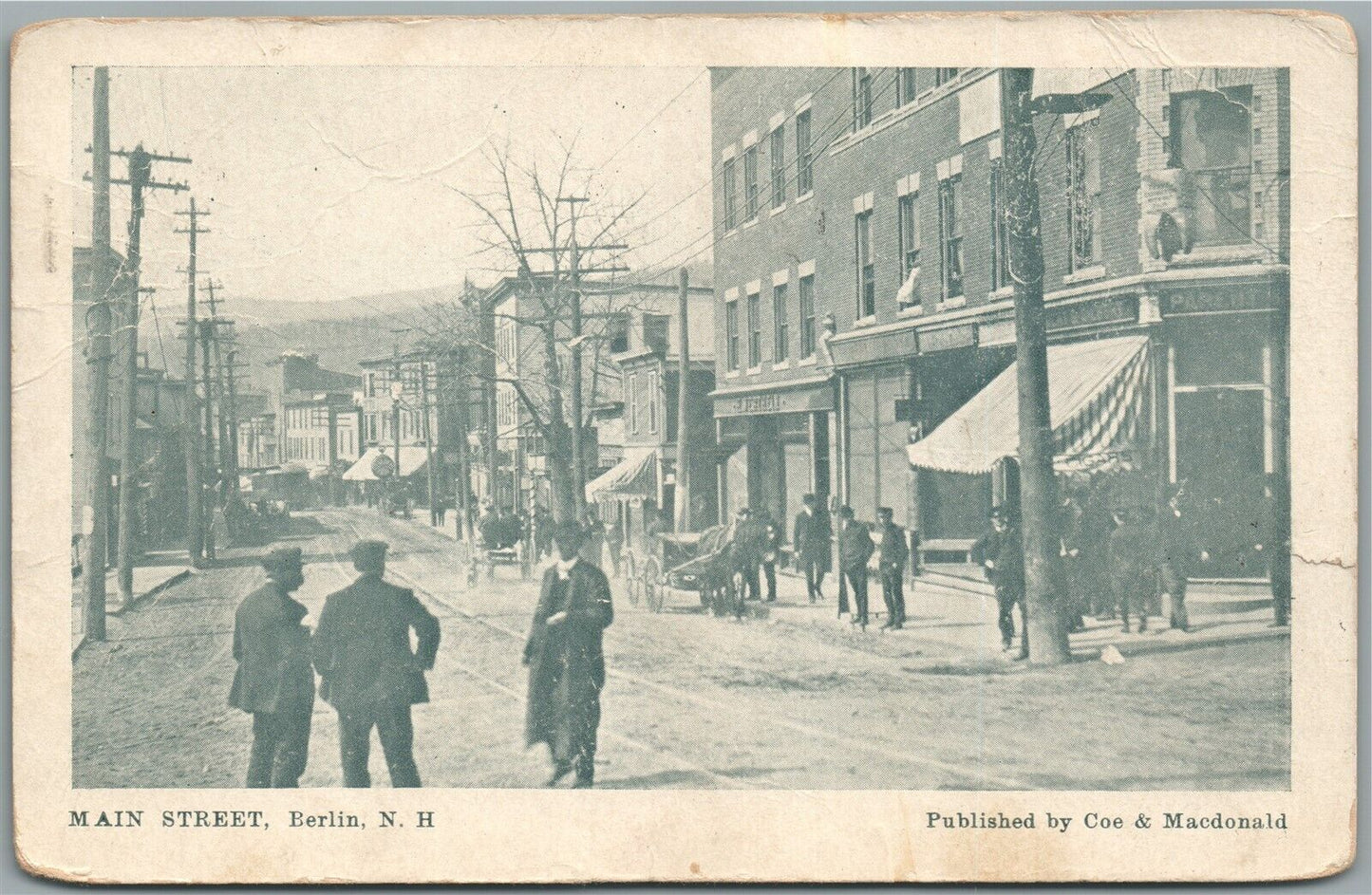 BERLIN NH MAIN STREET ANTIQUE POSTCARD