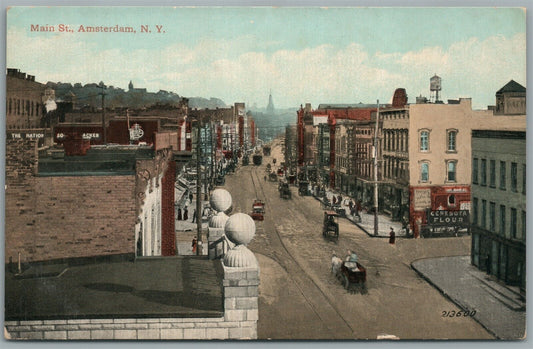 AMSTERDAM NY MAIN STREET ANTIQUE POSTCARD