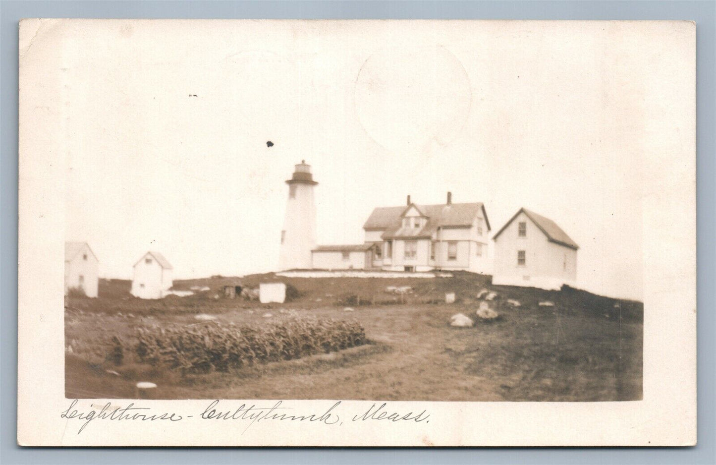 CUTTYHUNK ISLAND MA LIGHT HOUSE 1906 ANTIQUE REAL PHOTO POSTCARD RPPC