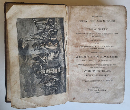 1837 RELIGIOUS CEREMONIES & CUSTOMS VIEW of MINOR SECTS by C. GOODRICH antique