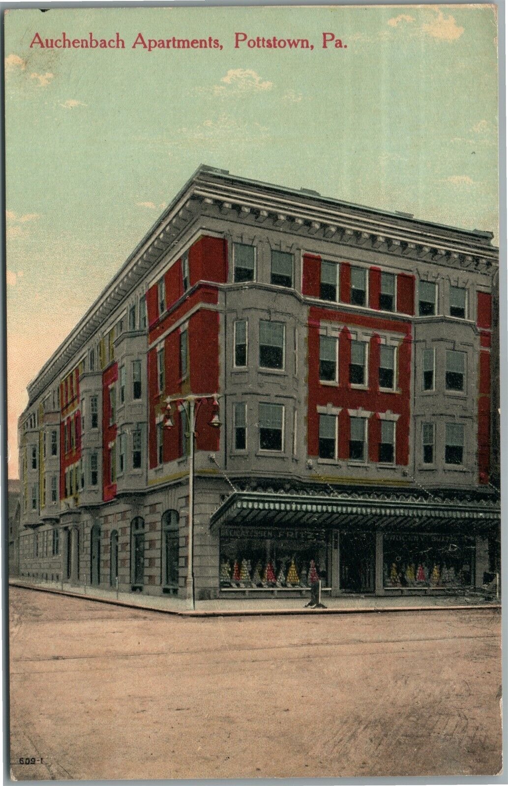 POTTSTOWN PA AUCHENBACH APARTMENTS ANTIQUE POSTCARD