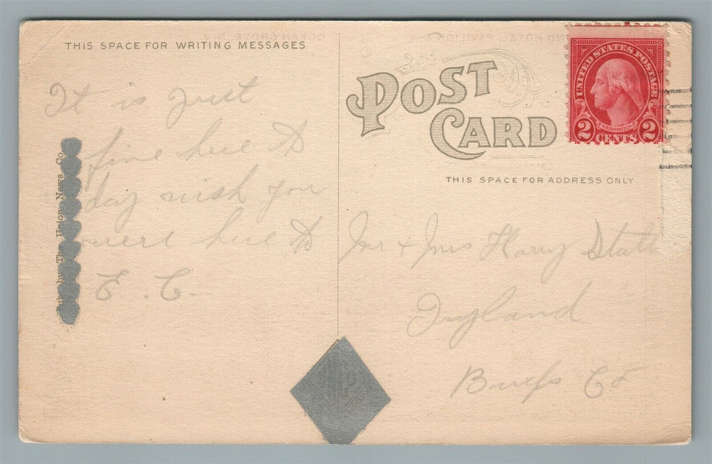 OCEAN GROVE NJ NORTH END HOTEL WESLEY LAKE ANTIQUE POSTCARD