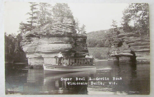 SUGAR BOWL & GROTTO ROCK WISCONSIN DELLS WIS. VINTAGE REAL PHOTO POSTCARD RPPC