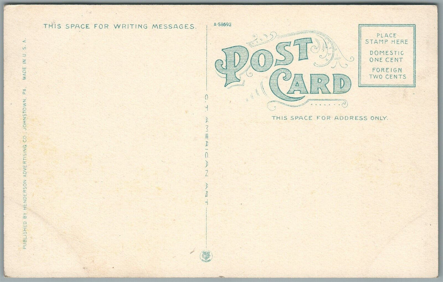 JOHNSTOWN PA HOME OF P.L.CARPENTER CAPITAL HOTEL ANTIQUE POSTCARD