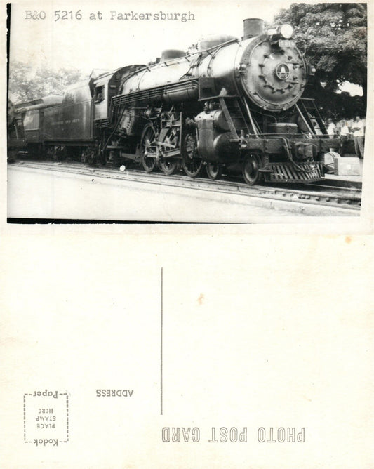 B. & O.  5216 AT PARKERSBURG TRAIN RAILWAY VINTAGE PHOTO POSTCARD RAILROAD RPPC