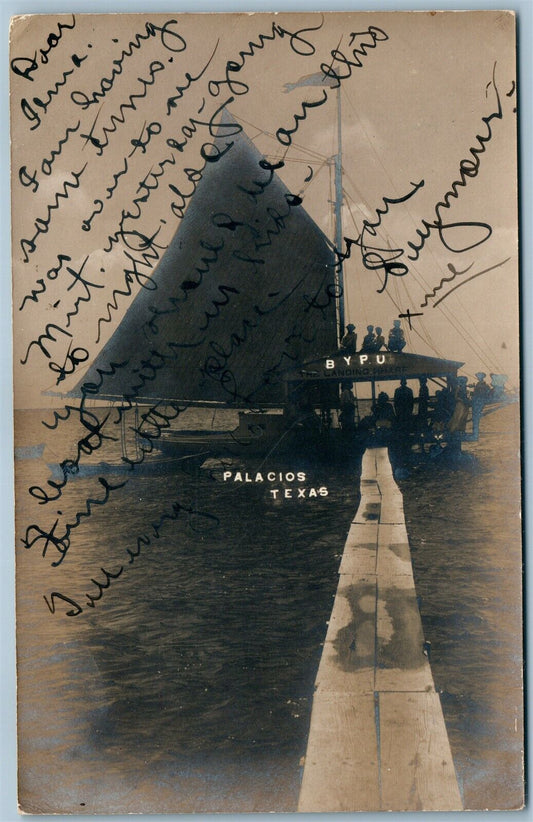 PALACIOS TX YACHTING Baptist Young People Union ANTIQUE REAL PHOTO POSTCARD RPPC