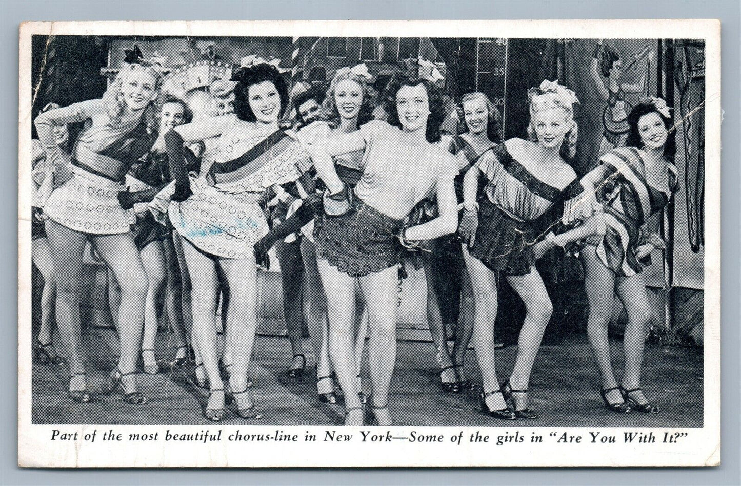 NEW YORK CITY CHORUS-LINE GIRLS ANTIQUE POSTCARD