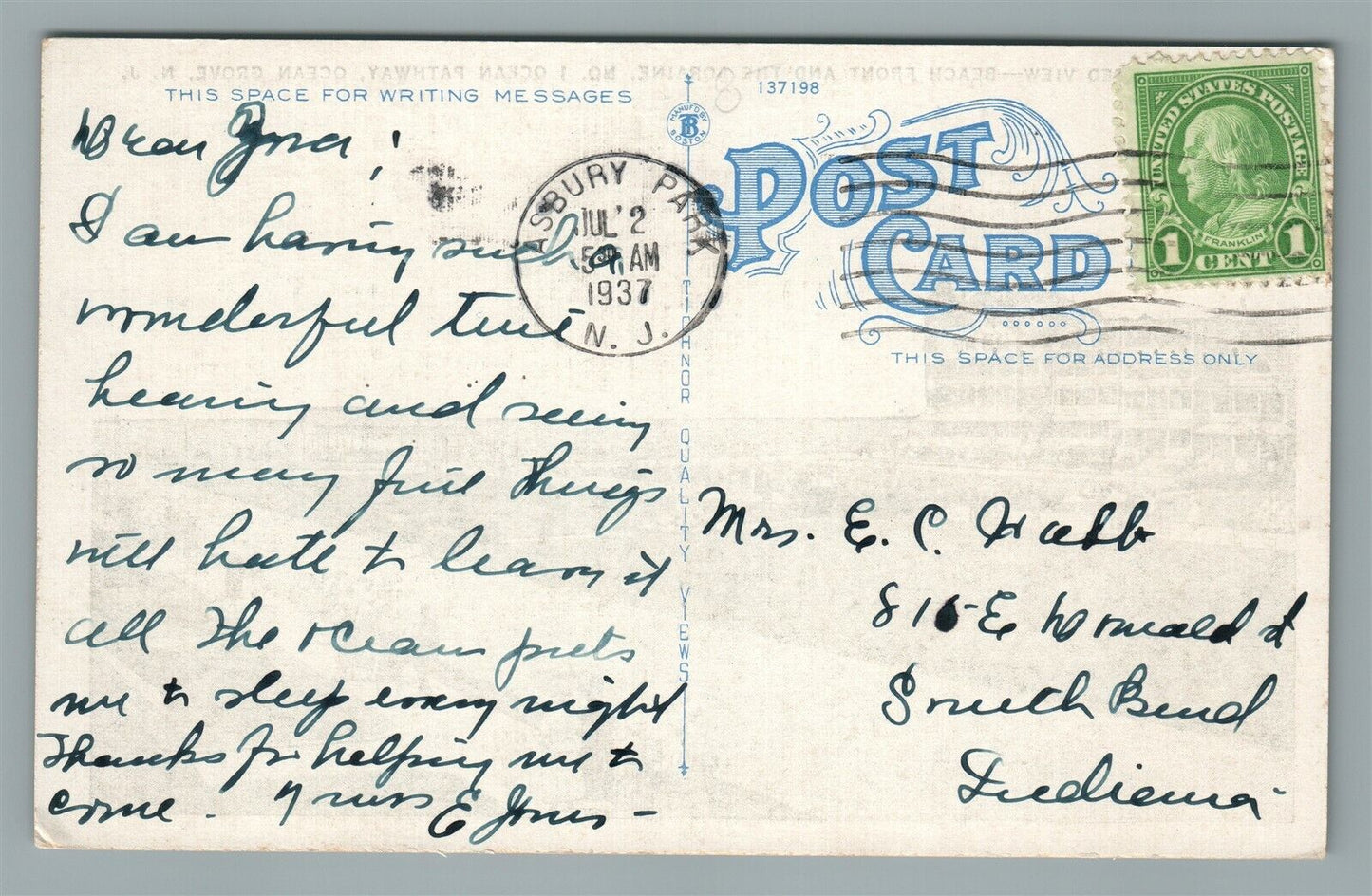 OCEAN GROVE NJ BEACH FRONT & LORAINE OCEAN PATHWAY ANTIQUE POSTCARD