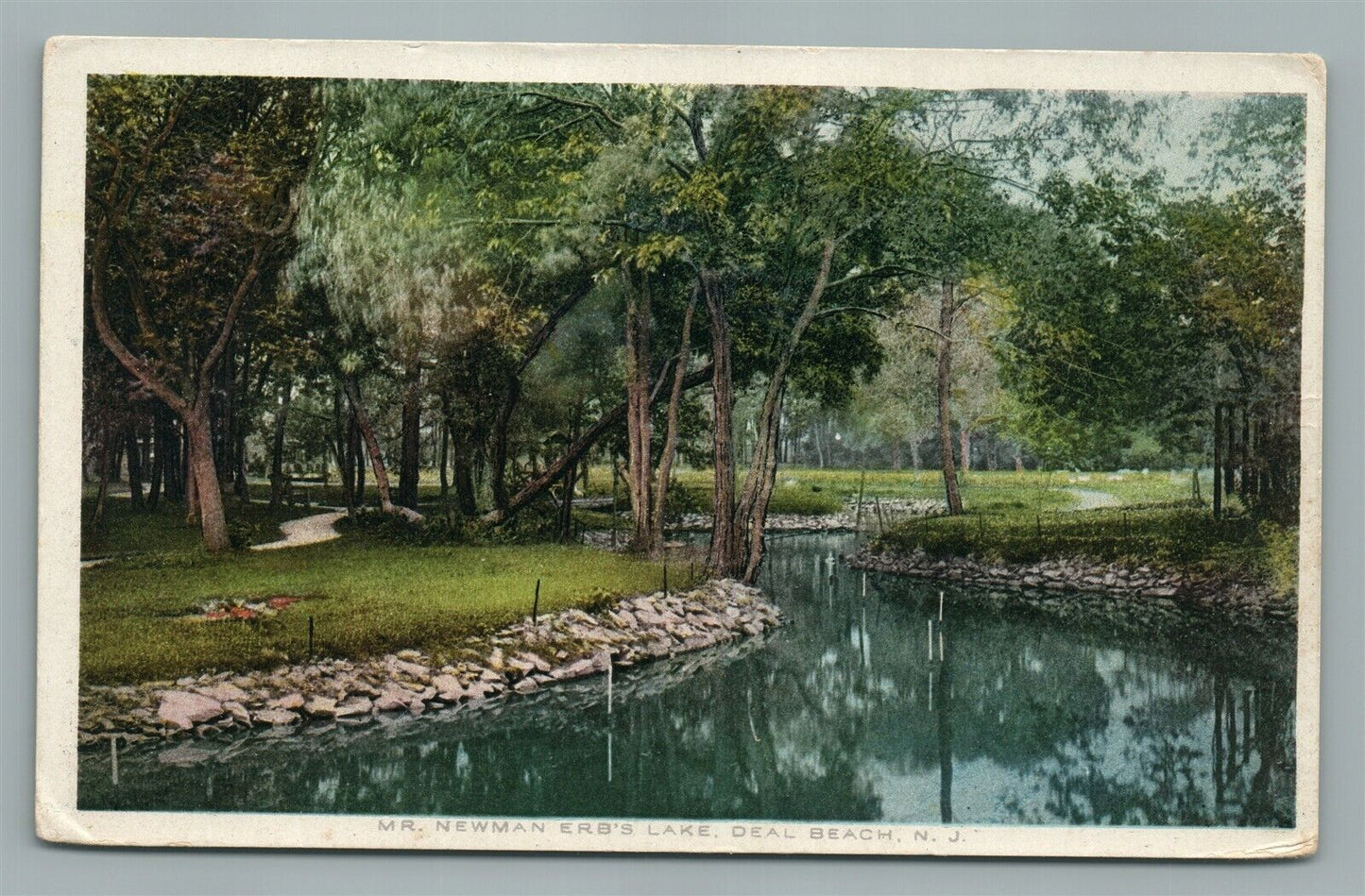 DEAL BEACH NJ MR. NEWMAN ERB'S LAKE ANTIQUE POSTCARD