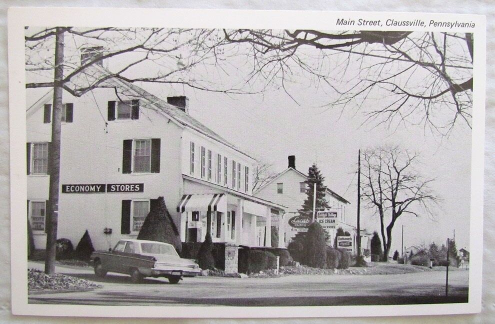 VINTAGE POSTCARD MAIN STREET CLAUSSVILLE PA store signs
