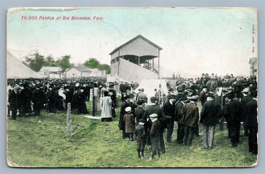 BOURBON IND 10,000 PEOPLE AT FAIR 1910 ANTIQUE POSTCARD