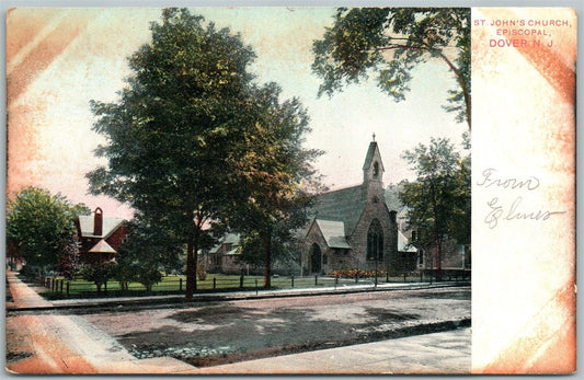 DOVER NJ ST.JOHN'S EPISCOPAL CHURCH UNDIVIDED ANTIQUE POSTCARD