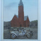 LEWISTOWN PA ST.JOHN CHURCH ANTIQUE POSTCARD w/ APPLIQUE METAL CAR