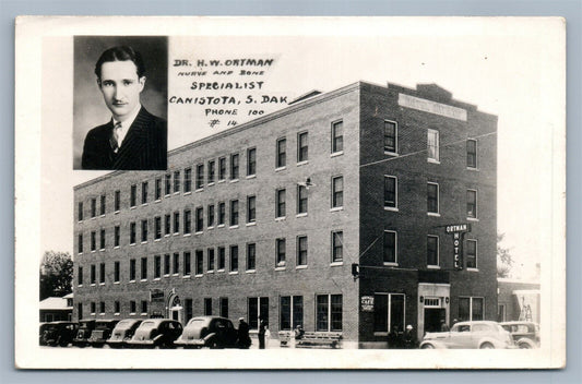 CANISTOTA SD DR.ORTMAN ADVERTISING VINTAGE REAL PHOTO POSTCARD RPPC