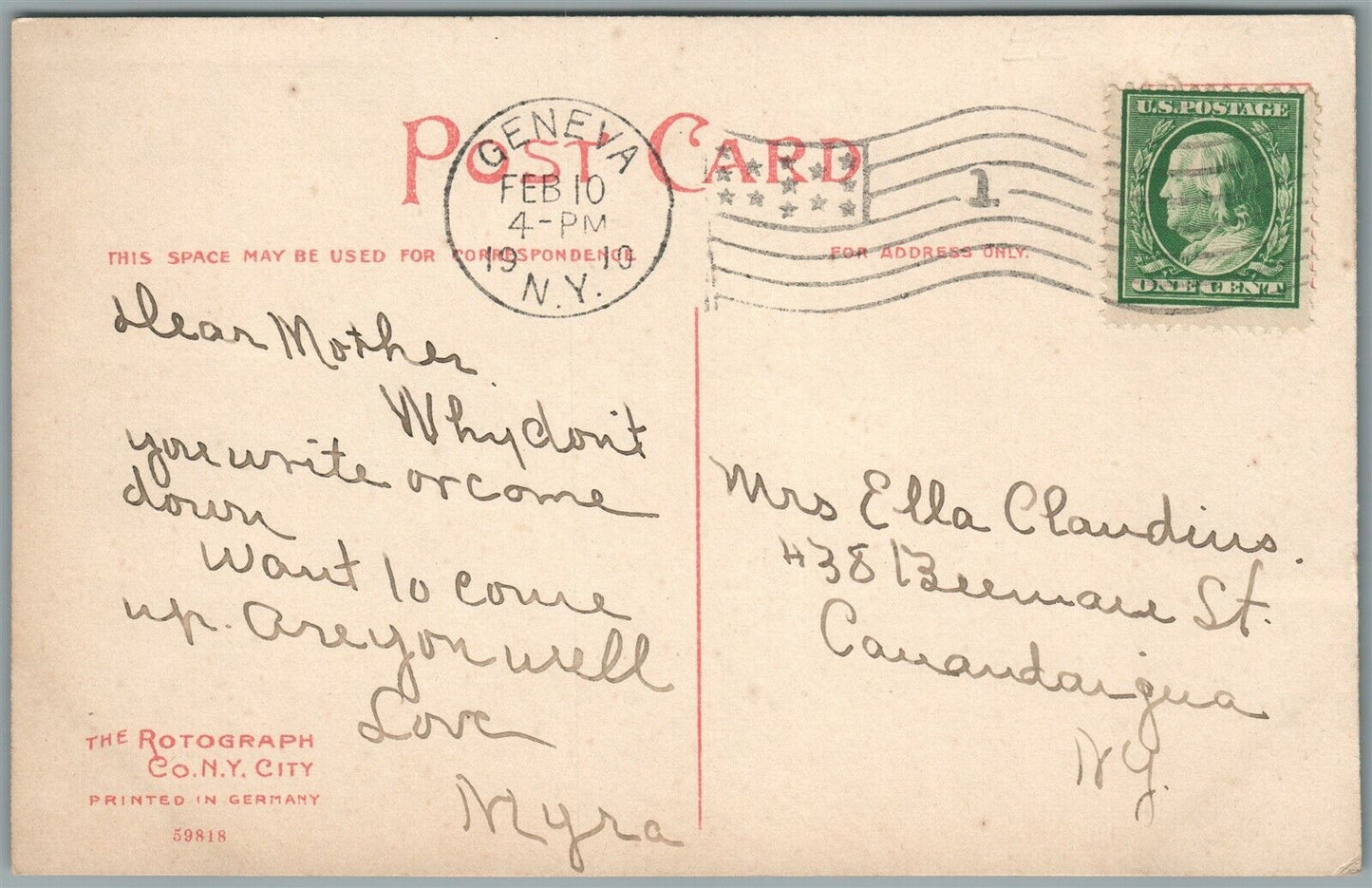 GENEVA NY FIRE COMPANY ANTIQUE POSTCARD