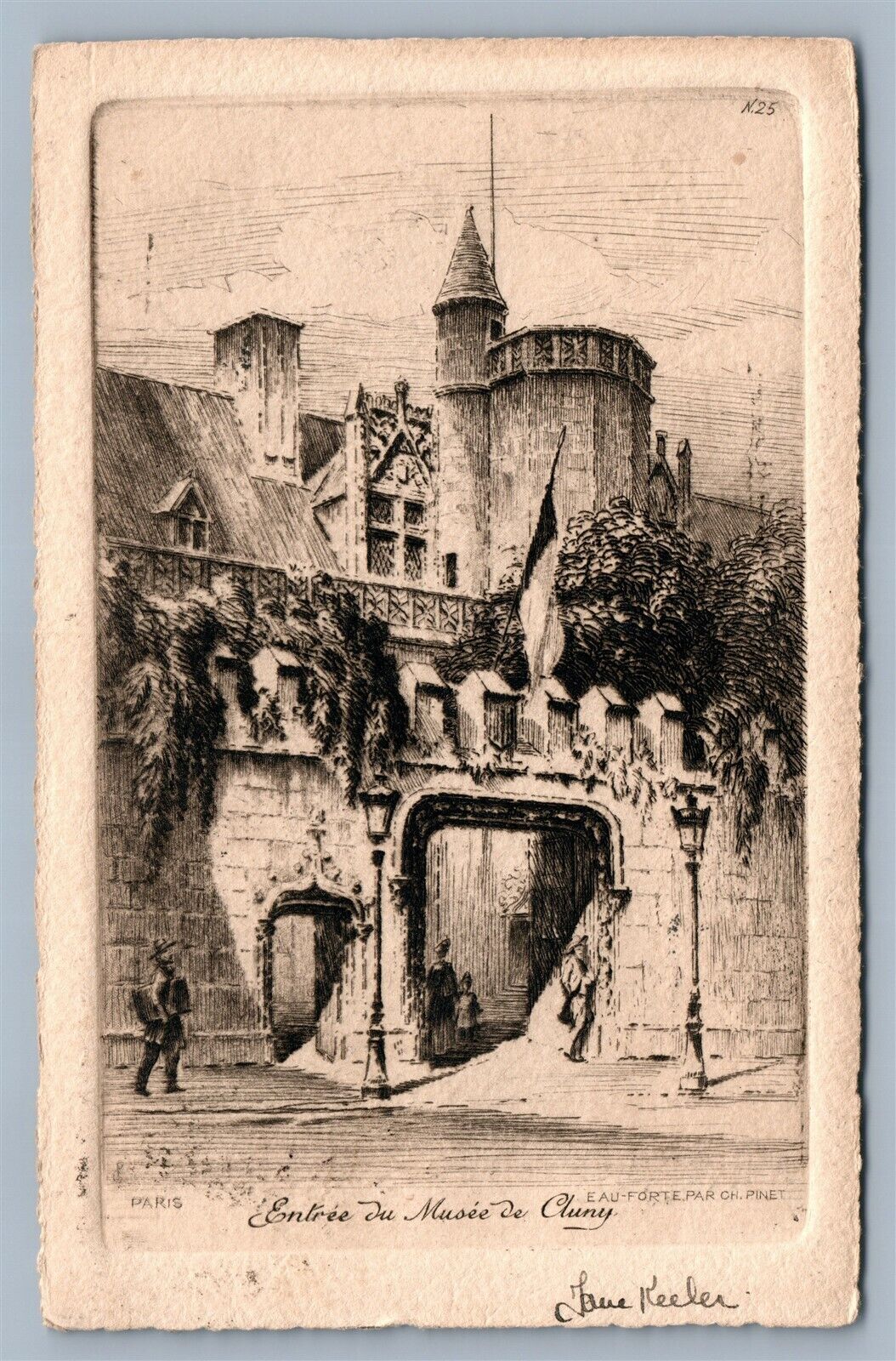 FRANCE MUSEE DE CLUNY ANTIQUE POSTCARD 1925 INT'L EXHIBITION of MODERN ART STAMP