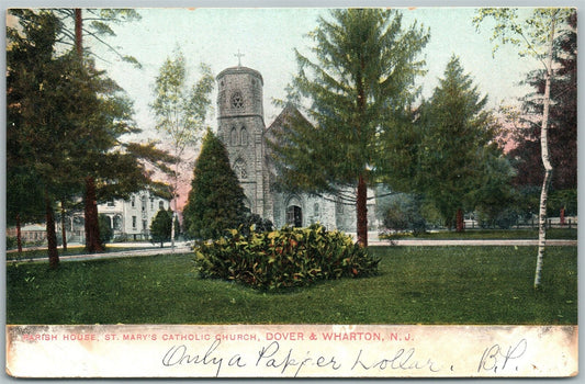 DOVER & WHARTON NJ ST.MARY'S CHURCH UNDIVIDED ANTIQUE POSTCARD