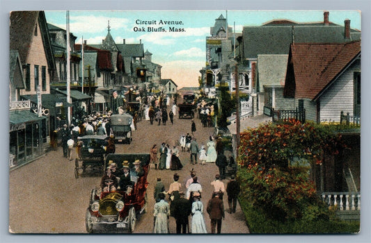 OAK BLUFFS MA CIRCUIT AVENUE ANTIQUE POSTCARD