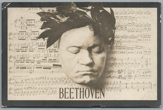 COMPOSER BEETHOVEN DEATH MASK ANTIQUE REAL PHOTO POSTCARD RPPC