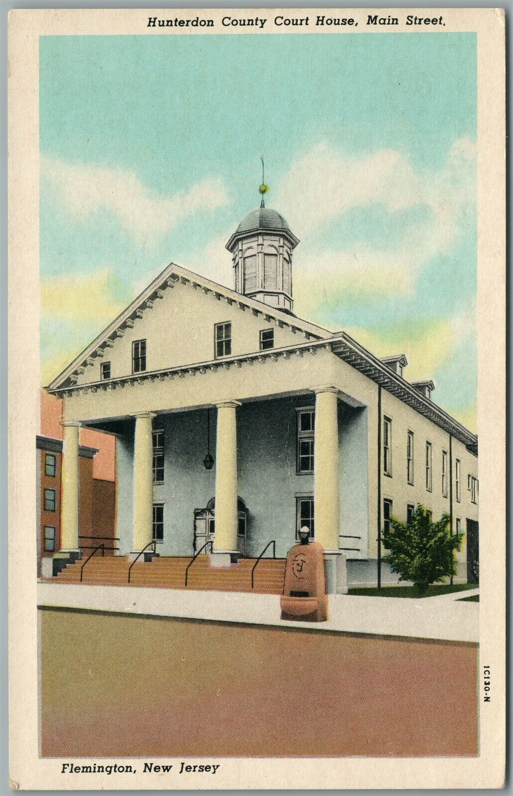 FLEMINGTON NJ COURT HOUSE MAIN STREET VINTAGE POSTCARD