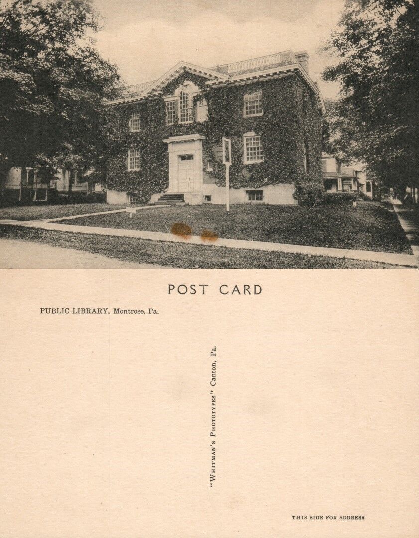 MONTROSE PA PUBLIC LIBRARY ANTIQUE POSTCARD