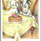 DOGS EATING CAKE VINTAGE POSTCARD