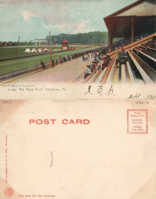 ALLENTOWN PA RACE TRACK UNDIVIDED ANTIQUE POSTCARD