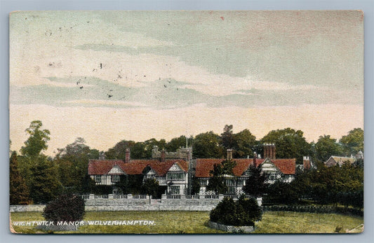 ENGLAND WIGHTWICK MANOR WOLVERHAMPTON ANTIQUE POSTCARD w/ STAMP