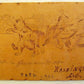 ANTIQUE COMIC LEATHER POSTCARD - FIGHTING CATS