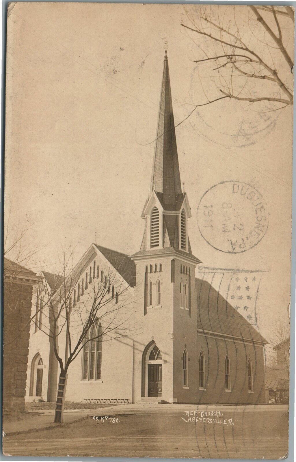 ARENDSVILLE PA CHURCH ANTIQUE REAL PHOTO POSTCARD RPPC