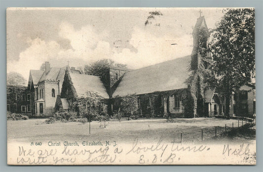 ELIZABETH NJ CHRIST CHURCH ANTIQUE POSTCARD