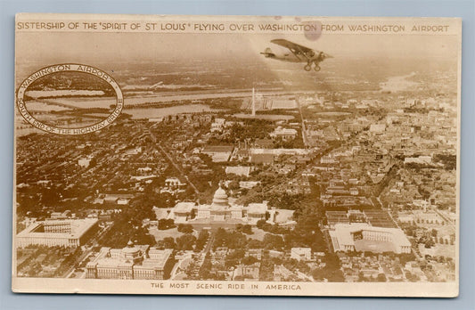 SISTER SHIP SPIRIT OF LOUIS OVER WASHINGTON VINTAGE REAL PHOTO POSTCARD RPPC