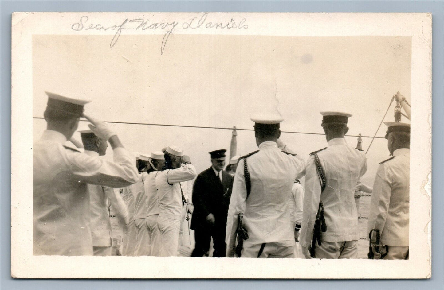 USS MARYLAND BATTLESHIP NAVY SECRETARY DANIELS VINTAGE REAL PHOTO POSTCARD RPPC
