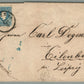 AUSTRIA to LEIPZIG GERMANY ANTIQUE COVER w/ 15 kr STAMP