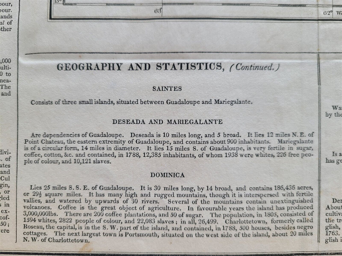 1822 MAP of LEEWARD ISLANDS GEOGRAPHICAL STATISTICAL HISTORICAL antique 17.5x22"