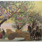 VINTAGE POSTCARD EMBOSSED OLD CAR & HORSES