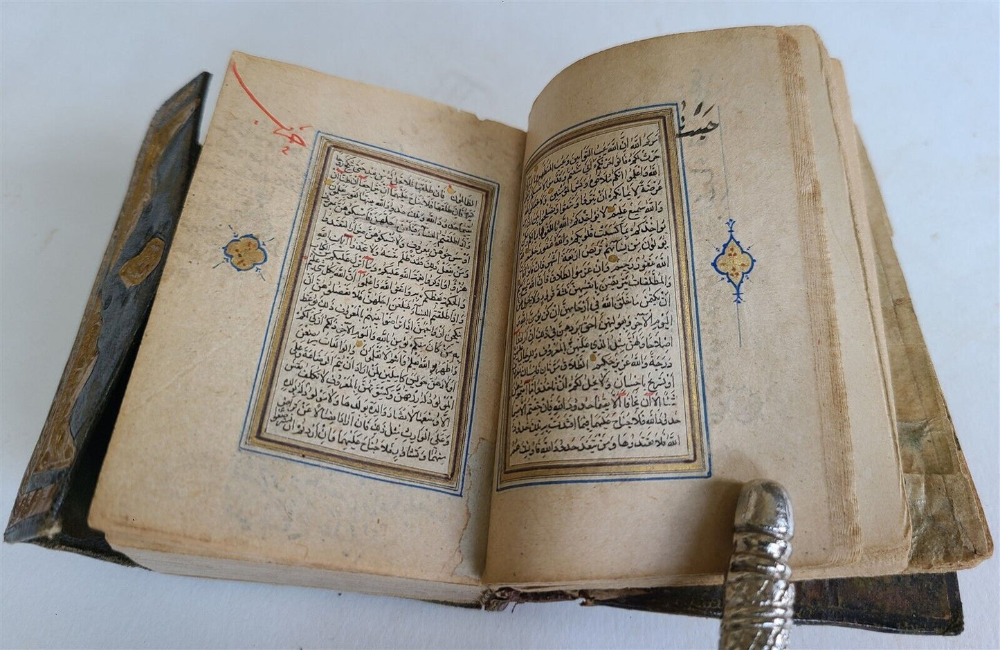 early 19th CENTURY MANUSCRIPT KORAN ISLAMIC antique ILLUMINATED small QURAN