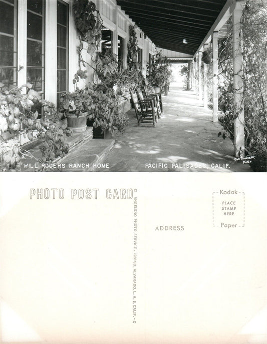 PACIFIC PALISADES CA WILL ROGERS RANCH HOME VINTAGE REAL PHOTO POSTCARD RPPC