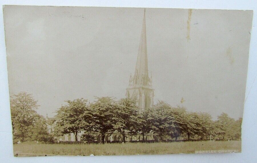 RPPC VINTAGE BRITISH PHOTO POSTCARD WORSLEY CHURCH UK