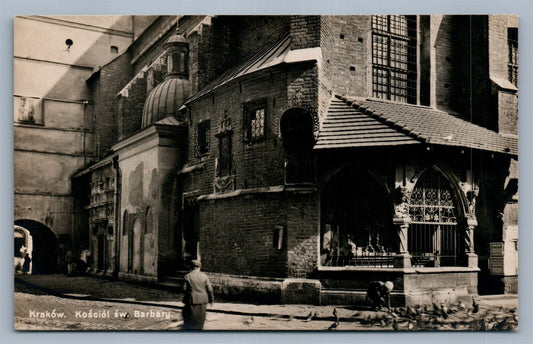 KRAKOW POLAND ST.BARBARA CHURCH ANTIQUE REAL PHOTO POSTCARD RPPC