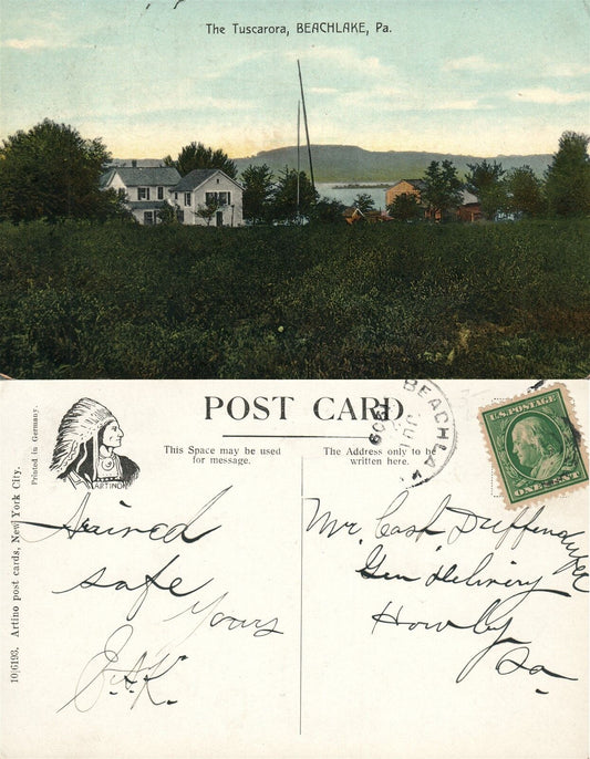 BEACHLAKE PA THE TUSCARORA 1909 ANTIQUE POSTCARD